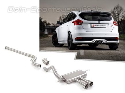 Ragazzon Edelstahl Mittig Racing-Komplettanlage ab Kat Ford Focus 3 ST 2x102mm rund eingerollt gerade