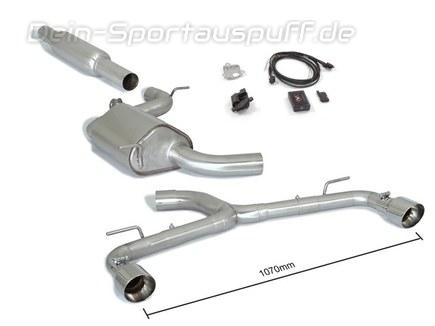 Ragazzon Edelstahl Duplex Ø76mm Komplettanlage ab Kat mit Klappensteuerung VW Golf 7 GTI Facelift inkl. Performance je 102mm rund eingerollt abgeschrägt