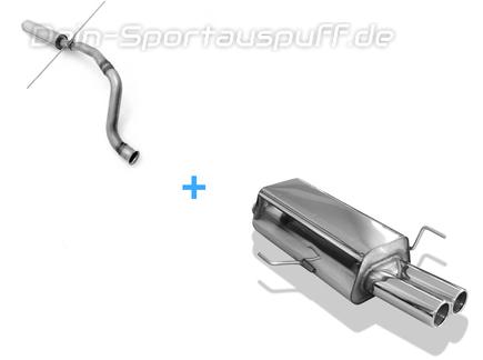 Fox Edelstahl Sportauspuff-Komplettanlage ab Kat Audi 80 B4 Limousine/Avant 2.0-2.8l 2x76mm rund eingerollt