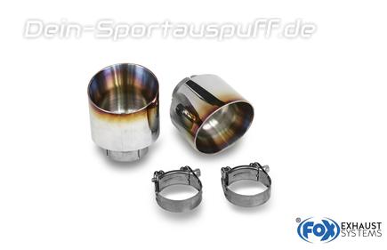 FOX Edelstahl Duplex Endrohre Hyundai i30N Performance + Fastback je 114mm rund doppelwandig abgeschrägt mit Farbrand