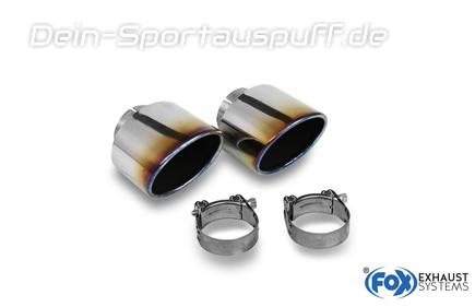 FOX Edelstahl Endrohre Hyundai i30N Performance + Fastback je 129x106mm oval eingerollt abgeschrägt mit Farbrand