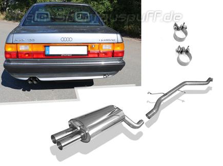 FOX Edelstahl Racing-Komplettanlage ab Kat Audi 100 Typ C3 quattro 2x63mm rund