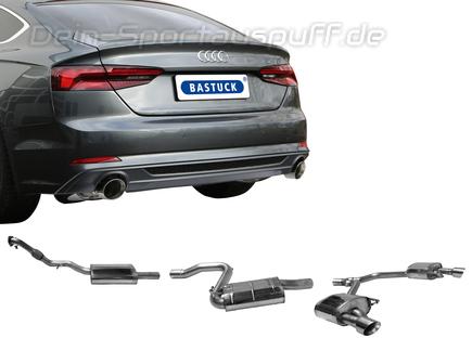 Bastuck Edelstahl Duplex Sportauspuff-Komplettanlage ab Kat Audi A5 B9 Typ F5 TFSI Frontantrieb je 100mm rund doppelwandig (bis 2018)