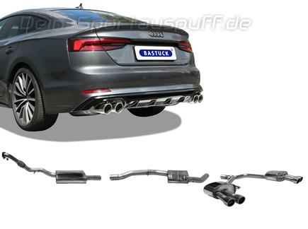 Bastuck Edelstahl Duplex Sportauspuff-Komplettanlage ab Kat Audi A5 B9 Typ F5 2.0l TFSI Quattro je 2x90mm rund eingerollt (bis 2018)