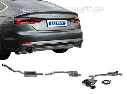 Bastuck Edelstahl Duplex Sportauspuff-Komplettanlage ab Kat mit Klappensteuerung Audi A5 B9 Typ F5 2.0l TFSI Quattro je 100mm rund doppelwandig (bis 2018)