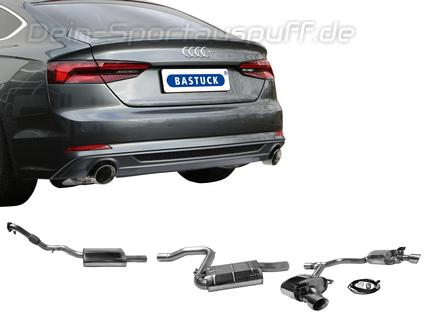 Bastuck Edelstahl Duplex Sportauspuff-Komplettanlage ab Kat mit Klappensteuerung Audi A5 B9 Typ F5 TFSI Frontantrieb je 100mm rund doppelwandig (bis 2018)