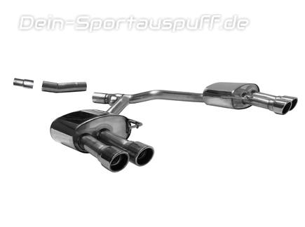 Bastuck Edelstahl Duplex Sportauspuff inkl. Verbindungsrohr Audi A4 B9 2.0l TFSI Quattro je 2x90mm rund eingerollt abgeschrägt