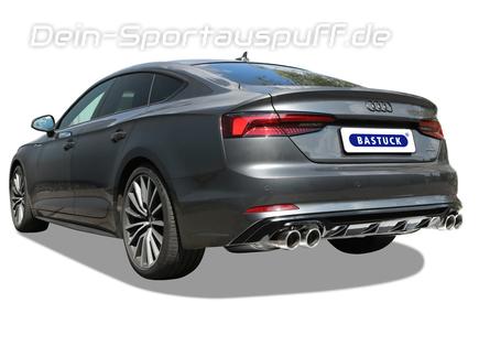 Bastuck Edelstahl Duplex Sportauspuff inkl. Verbindungsrohr Audi A5 B9 Typ F5 2.0l TFSI Quattro je 2x90mm rund eingerollt abgeschrägt