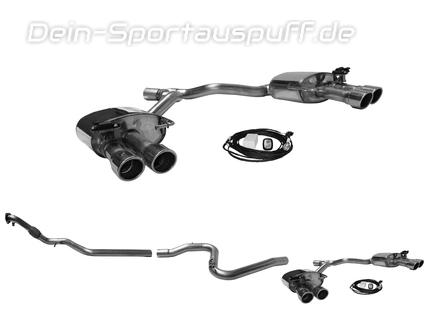 Bastuck Edelstahl Duplex Racing-Komplettanlage ab Kat mit Klappensteuerung Audi A4 B9 TFSI Frontantrieb je 2x90mm rund eingerollt (bis 2018)