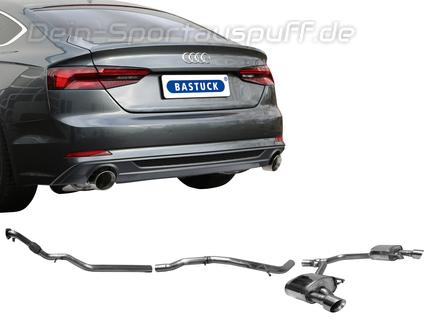 Bastuck Edelstahl Duplex Racing-Komplettanlage ab Kat Audi A5 B9 Typ F5 2.0l TFSI Quattro je 100mm rund doppelwandig (bis 2018)