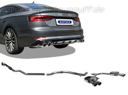 Bastuck Edelstahl Duplex Racing-Komplettanlage ab Kat Audi A5 B9 Typ F5 2.0l TFSI Quattro je 2x90mm rund eingerollt (bis 2018)