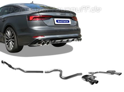 Bastuck Edelstahl Duplex Racing-Komplettanlage ab Kat Audi A5 B9 Typ F5 TFSI Frontantrieb je 2x90mm rund eingerollt (bis 2018)