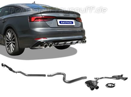 Bastuck Edelstahl Duplex Racing-Komplettanlage ab Kat mit Klappensteuerung Audi A5 B9 Typ F5 TFSI Frontantrieb je 2x90mm rund eingerollt (bis 2018)