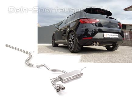 Ragazzon Edelstahl Racing-Komplettanlage ab OPF Seat Leon 5F FR 1.5l TSI 2x80mm rund doppelwandig abgeschrägt