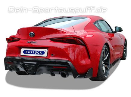 Bastuck Edelstahl Duplex Sportauspuff mit Klappensteuerung inkl. Adapter auf Serie Toyota GR Supra Typ A90 je 100mm rund abgeschrägt aus Carbon