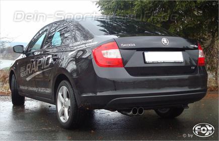 Fox Edelstahl Racing-Komplettanlage ab Kat. Skoda Rapid 2x76mm DTM scharf gerade