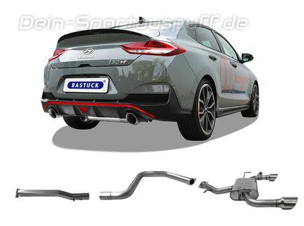 Bastuck Edelstahl Duplex Sportauspuff-Komplettanlage ab OPF Hyundai I30N Performance Fastback OPF Typ PD je 100mm rund doppelwandig abgeschrägt