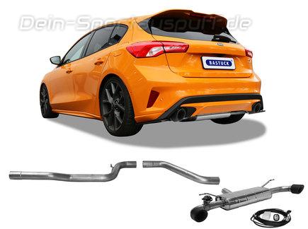 Bastuck Edelstahl Duplex Sportauspuff-Komplettanlage ab OPF mit Klappensteuerung Ford Focus 4 ST EcoBoost je 100mm rund abgeschrägt aus Carbon