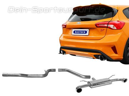 Bastuck Edelstahl Duplex Sportauspuff-Komplettanlage ab OPF Ford Focus 4 ST EcoBoost je 100mm rund doppelwandig abgeschrägt