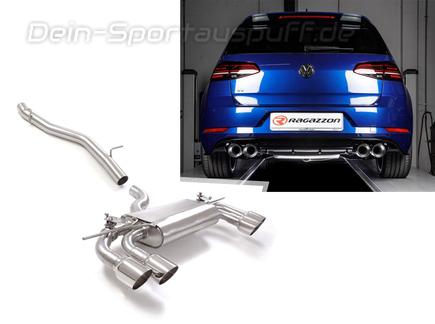 Ragazzon Edelstahl Duplex Racing-Komplettanlage ab Kat VW Golf 7 R Facelift je 2x102mm rund doppelwandig abgeschrägt