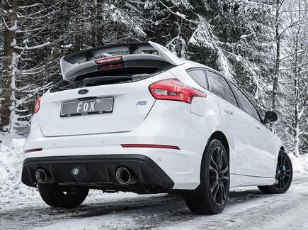 FOX Edelstahl Duplex Sportauspuff Ø76mm Ford Focus 3 RS je 114mm rund doppelwandig abgeschrägt