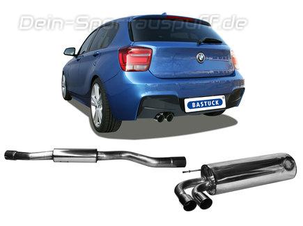 Bastuck Edelstahl Sportauspuff-Komplettanlage ab Kat BMW 1er F20 F21 125i Vor-Facelift 2x76mm rund scharf abgeschrägt