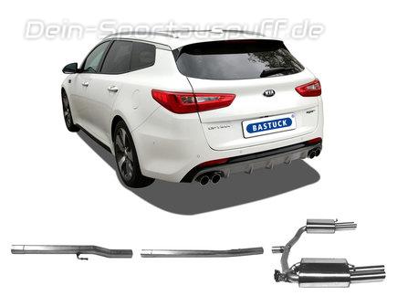 Bastuck Edelstahl Duplex Racing-Komplettanlage ab OPF mit Klappensteuerung Kia Optima 2 Typ JF Facelift 2.0l GT OPF je 2x76mm rund scharfkantig abgeschrägt
