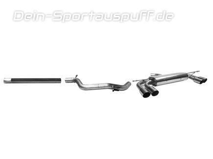 Bastuck Edelstahl Duplex Sportauspuff-Komplettanlage ab Kat Audi A3 8V 3-Tür u. Sportback Diesel je 2x76mm rund doppelwandig abgeschrägt