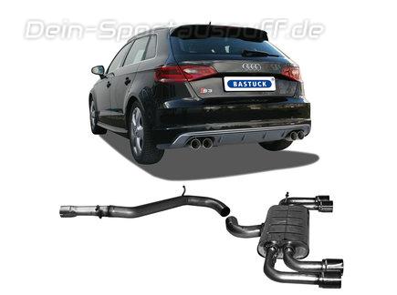 Bastuck Edelstahl Duplex Racing-Komplettanlage ab Kat Audi S3 8V 3-Tür u. Sportback je 2x85mm rund doppelwandig gerade