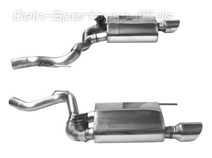 Bastuck Edelstahl Duplex Sportauspuff mit Klappensteuerung Ford Mustang 6 bis 2018 5.0l GT je 100mm rund doppelwandig abgeschrägt