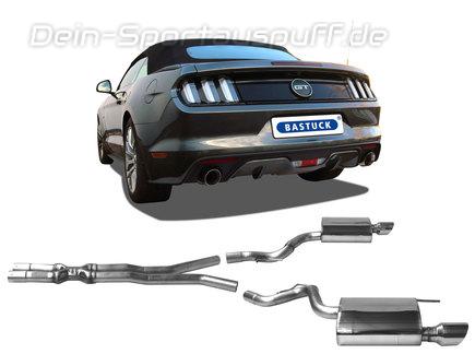 Bastuck Edelstahl Duplex Racing-Komplettanlage ab Kat Ford Mustang 6 bis 2018 5.0l GT je 100mm rund doppelwandig abgeschrägt