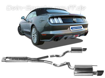 Bastuck Edelstahl Duplex Sportauspuff-Komplettanlage ab Kat Ford Mustang 6 bis 2018 5.0l GT je 100mm rund eingerollt abgeschrägt aus Carbon