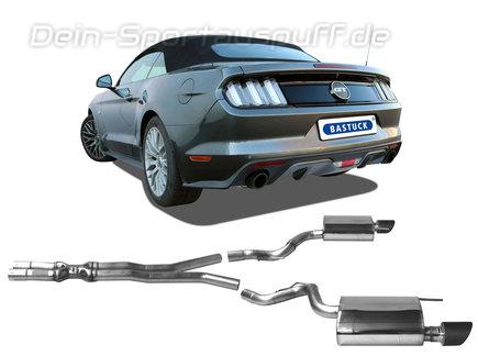 Bastuck Edelstahl Duplex Racing-Komplettanlage ab Kat Ford Mustang 6 bis 2018 5.0l GT je 100mm rund eingerollt abgeschrägt aus Carbon