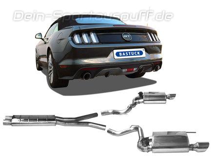Bastuck Edelstahl Duplex Sportauspuff-Komplettanlage ab Kat mit Klappensteuerung Ford Mustang 6 bis 2018 5.0l GT je 100mm rund doppelwandig abgeschrägt