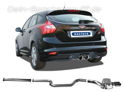 Bastuck Edelstahl Mittig Racing-Komplettanlage ab Kat Ford Focus 3 ST 2x100mm rund doppelwandig abgeschrägt