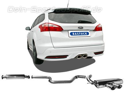 Bastuck Edelstahl Mittig Sportauspuff-Komplettanlage ab Kat Ford Focus 3 ST Turnier 2x120x80mm oval eingerollt abgeschrägt