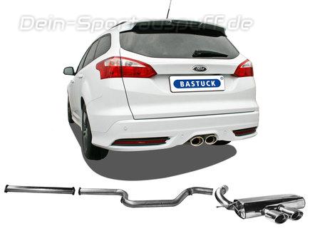 Bastuck Edelstahl Mittig Racing-Komplettanlage ab Kat Ford Focus 3 ST Turnier 2x120x80mm oval eingerollt abgeschrägt