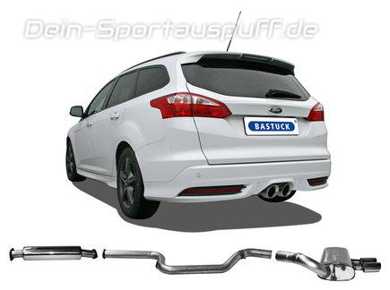 Bastuck Edelstahl Mittig Sportauspuff-Komplettanlage ab Kat Ford Focus 3 ST Turnier 2x100mm rund doppelwandig abgeschrägt