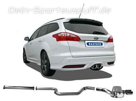 Bastuck Edelstahl Mittig Racing-Komplettanlage ab Kat Ford Focus 3 ST Turnier 2x100mm rund doppelwandig abgeschrägt