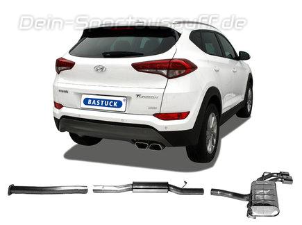 Bastuck Edelstahl Sportauspuff-Komplettanlage ab OPF Hyundai Tucson 3 Typ TL 1.6l T-GDI (Mod. mit OPF) 2x140x70 trapezförmig eingerollt gerade