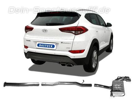 Bastuck Edelstahl Racing-Komplettanlage ab OPF Hyundai Tucson 3 Typ TL 1.6l T-GDI (Mod. mit OPF) 2x140x70 trapezförmig eingerollt gerade
