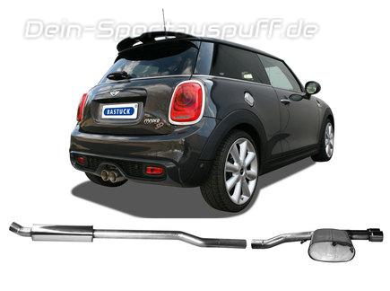 Bastuck Edelstahl Mittig Sportauspuff-Komplettanlage ab Kat Mini Cooper S F56 3-Tür inkl. JCW 2x85mm rund doppelwandig gerade