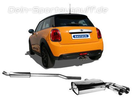 Bastuck Edelstahl Mittig Sportauspuff-Komplettanlage ab Kat Mini Cooper F56 3-Tür inkl. One u. One First 2x85mm rund doppelwandig gerade