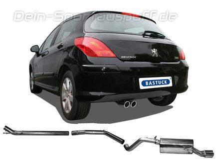 Bastuck Edelstahl Racing-Komplettanlage ab Kat Peugeot 308 Schrägheck 1.4l 1.6l 2x76mm rund eingerollt abgeschrägt