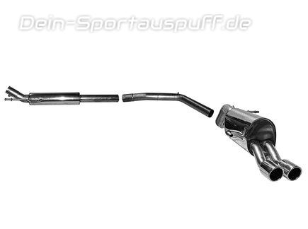 Bastuck Edelstahl Sportauspuff-Komplettanlage ab Kat Peugeot 308 Schrägheck 1.6l Turbo 2x76mm rund eingerollt abgeschrägt