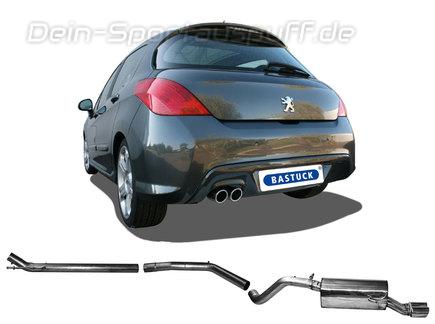 Bastuck Edelstahl Racing-Komplettanlage ab Kat Peugeot 308 Schrägheck GTI 2x76mm rund eingerollt abgeschrägt