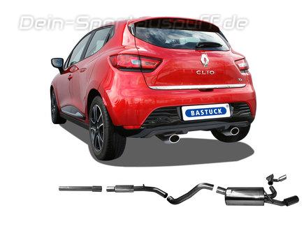 Bastuck Edelstahl Duplex Sportauspuff-Komplettanlage ab Kat Renault Clio 4 1.2l je 110x70mm oval eingerollt abgeschrägt