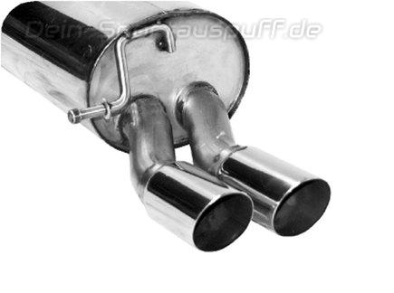 Bastuck Edelstahl Sportauspuff inkl. Adapter auf Serie Skoda Fabia RS Typ 5J Schrägheck 2x70mm rund doppelwandig abgeschrägt