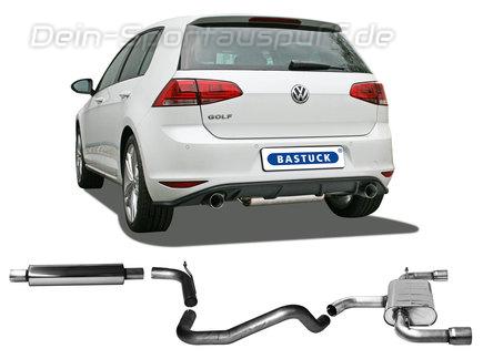 Bastuck Edelstahl Duplex Sportauspuff-Komplettanlage ab Kat VW Golf 7 1.0l 1.2l TSI je 85mm rund doppelwandig gerade