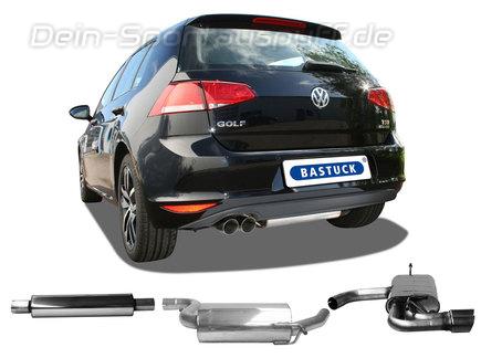 Bastuck Edelstahl Sportauspuff-Komplettanlage ab Kat VW Golf 7 1.4l TSI 103kW 2x76mm rund doppelwandig abgeschrägt